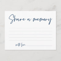 Funeral Service, Share a memory, Navy Blue Card
