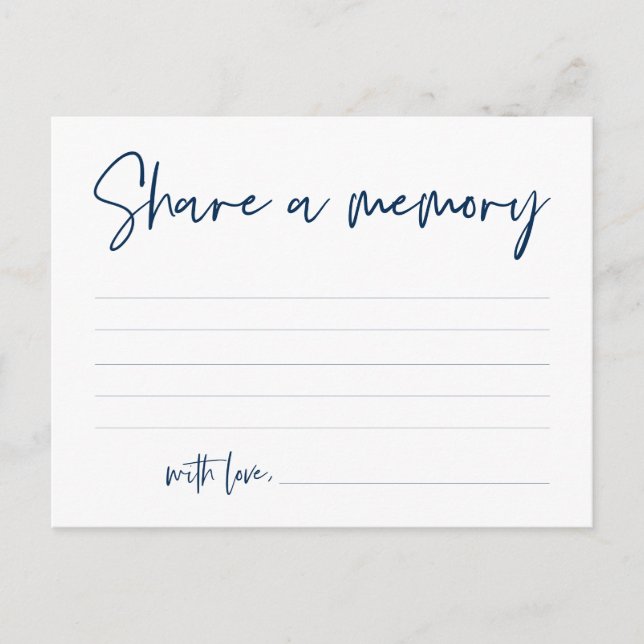 Funeral Service, Share a memory, Navy Blue Card (Front)