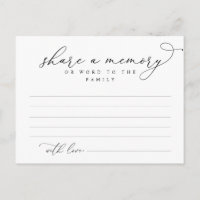 Funeral Service, Share a memory, Word Family Card