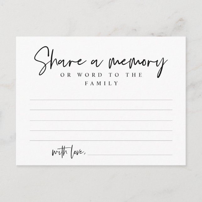 Funeral Service, Share a memory, Word Family Card (Front)
