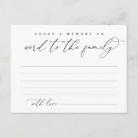 Funeral Service, Share a memory, Word Family Card