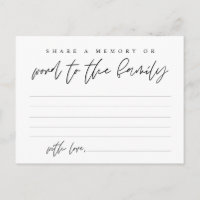 Funeral Service, Share a memory, Word Family Card