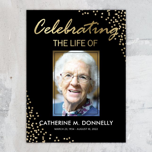 Funeral Sign | Celebration of Life Black Gold (Creator Uploaded)