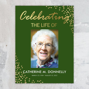 Funeral Sign   Celebration of Life Green Gold