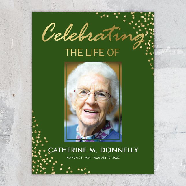 Funeral Sign | Celebration of Life Green Gold (Creator Uploaded)