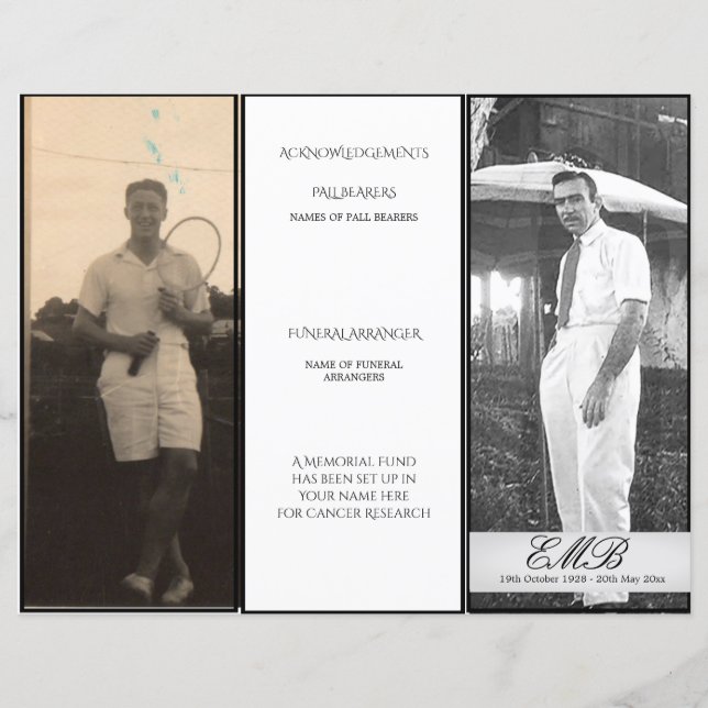 Funeral Simple Elegant Photo Order of Ceremony (Front)