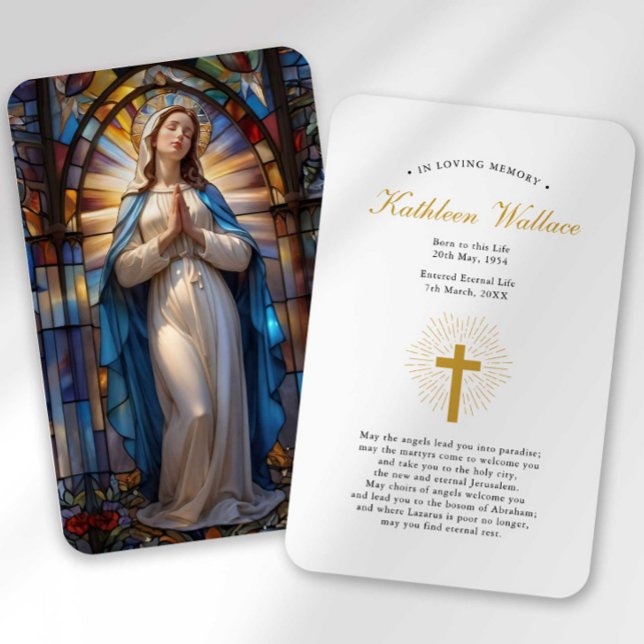 Funeral Stained Glass Mary Prayer Sympathy Card (Creator Uploaded)