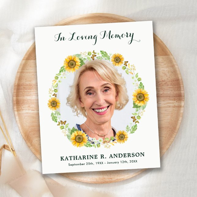 Funeral Sunflowers Photo Sympathy Thank You Cards (Creator Uploaded)