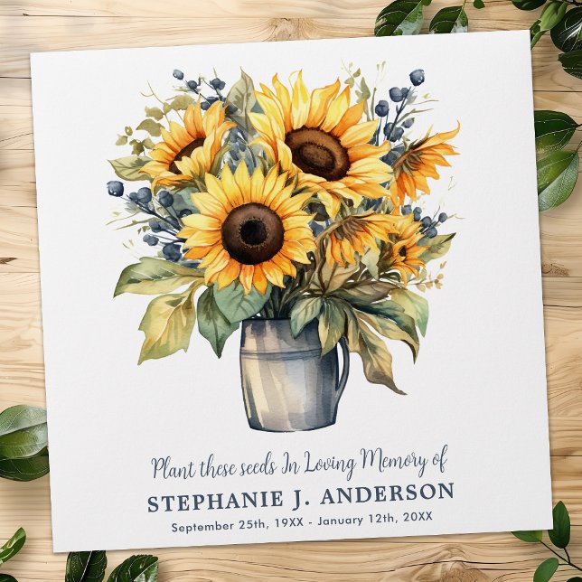 Funeral Sunflowers Seed Packet Custom Memorial  Envelope (Creator Uploaded)