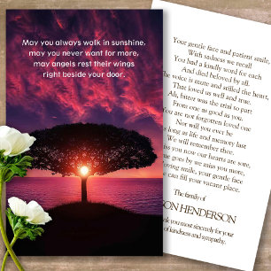 Funeral Sunset Memorial Prayer Sympathy Cards