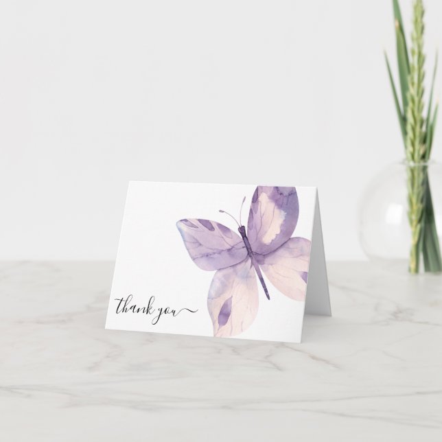 Funeral Sympathy Butterfly Photo Thank You Card (Front)
