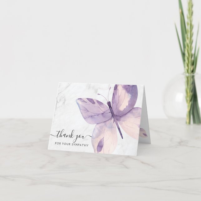 Funeral Sympathy Marble Thank You Note Card (Front)