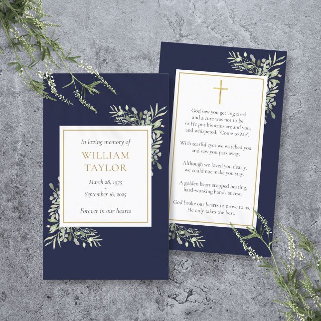 Funeral Sympathy Memorial Greenery Prayer Cards (Funeral Sympathy Memorial Greenery Prayer Cards)