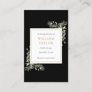 Funeral Sympathy Memorial Greenery Prayer Cards