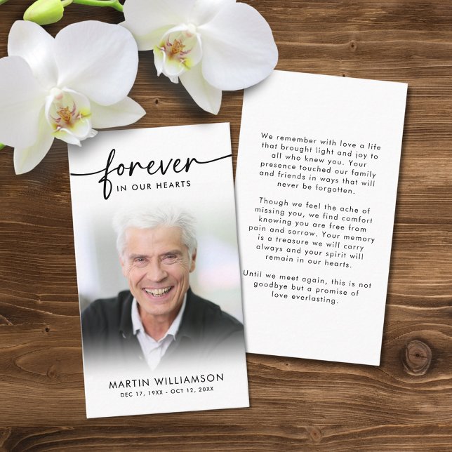 Funeral Sympathy Photo Forever Hearts Prayer Card (Creator Uploaded)