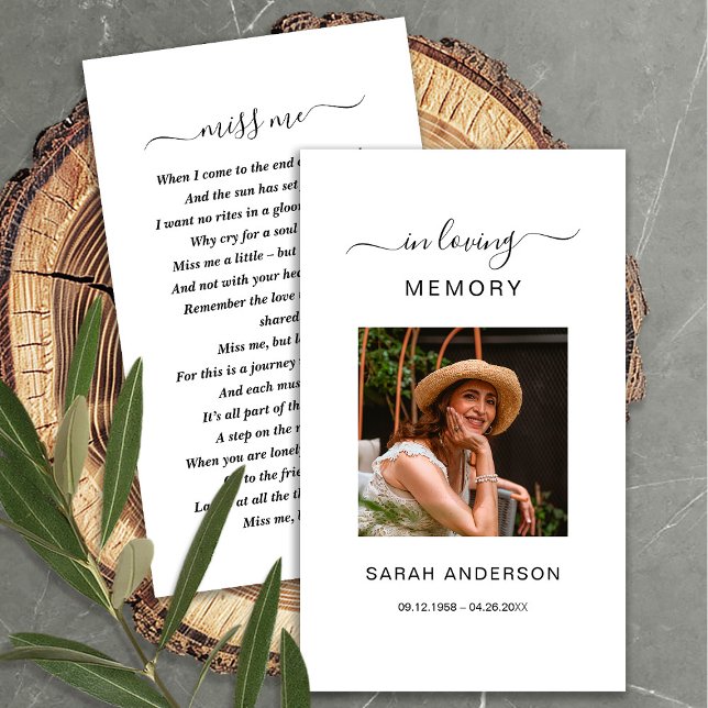 Funeral Sympathy Photo Memorial Prayer Card (Creator Uploaded)