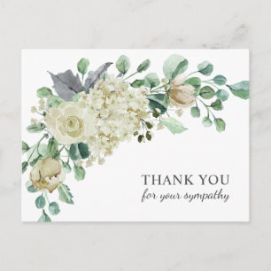 Funeral Sympathy Thank You Creme Watercolor Floral Postcard