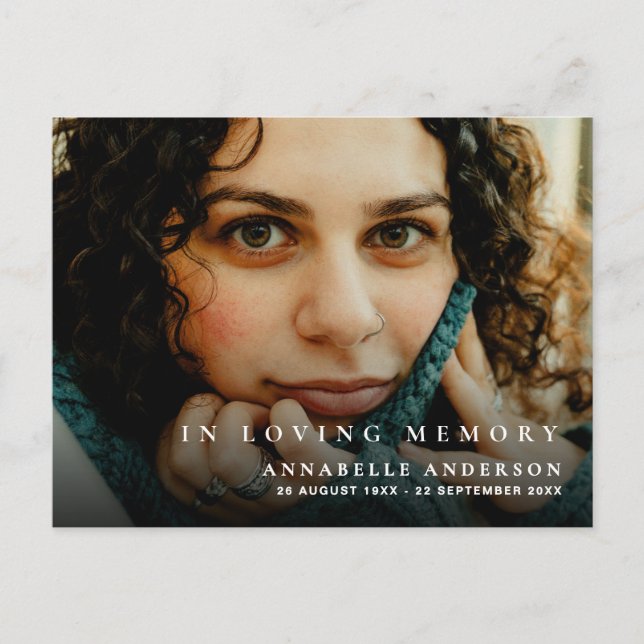 Funeral Sympathy Thank You Elegant Modern Photo Postcard (Front)