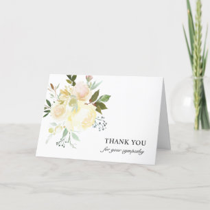 Funeral Sympathy Thank You Ivory Watercolor Floral Card