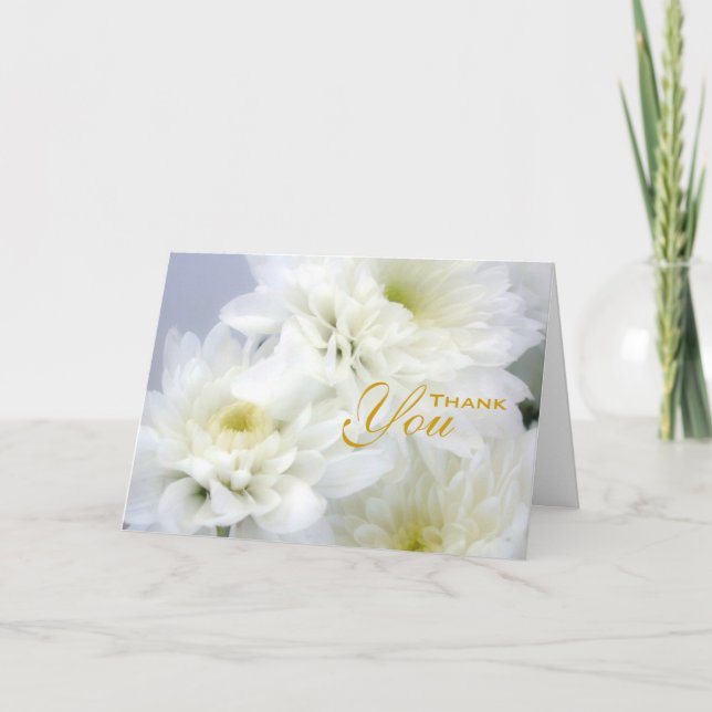 Funeral Sympathy White Floral Thank You Card (Front)