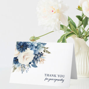 Funeral Thank You Blue Watercolor Floral PHOTO Card