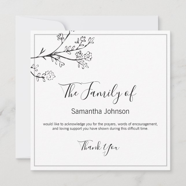 Funeral Thank You Branches and Butterfly One Photo (Front)