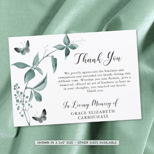 Funeral Thank You Butterfly Botanical Sage Green