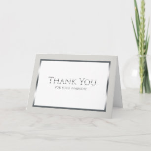Funeral Thank You Card -- Classic Silver