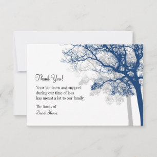 Funeral Thank You Card - Navy & Gray Trees 3 1/2x5
