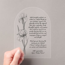Funeral Thank You Card with Hand-Drawn Iris Flower