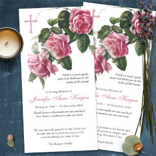 Funeral Thank You Cards Antique Tea Rose & Cross