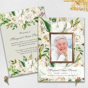 Funeral Thank You Cards   Antique White Roses