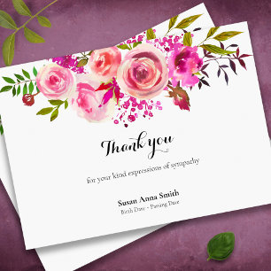 Funeral Thank You Cards August Roses