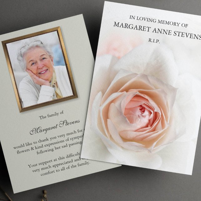 Funeral Thank You Cards | Beautiful Rose (Beautiful Rode Sympathy Memorial Funeral Thank You Card)