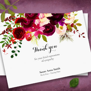 Funeral Thank You Cards   Crimson Floral