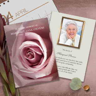 Funeral Thank You Cards   Dusty Pink Rose