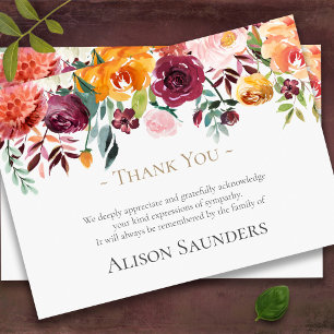 Funeral Thank You Cards Floral Paprika