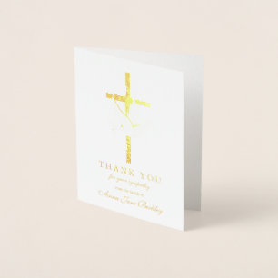Funeral Thank You Cards Gold Cross & Dove Foil