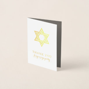 Funeral Thank You Cards Gold Foil Star of David