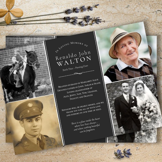 Funeral Thank You Cards | Life Story. (Celebration of Life, photo collage, funeral keepsake, funeral thank you card)