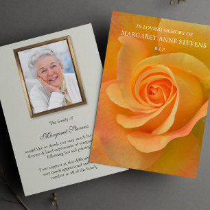 Funeral Thank You Cards   Orange Rose