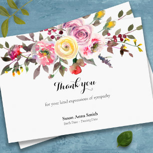 Funeral Thank You Cards   Peaceful Florals