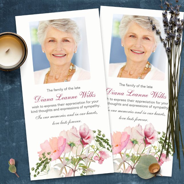 Funeral Thank You Cards | Soft Florals (funeral thank you cards, bereavement, elegant, simple, celebration of life, sympathy card)