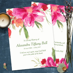 Funeral Thank You Cards   Watercolor Florals Note