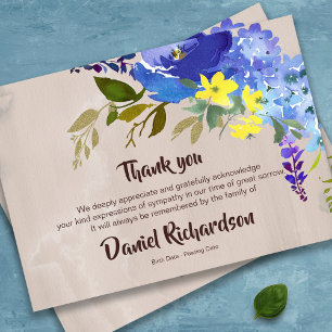 Funeral Thank You Cards   Watercolor Flowers