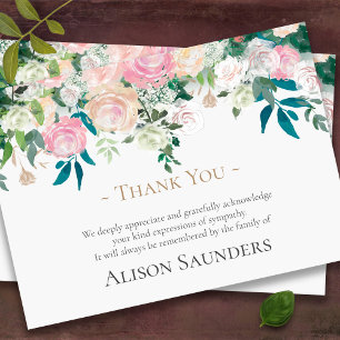 Funeral Thank You Cards Watercolour Flowers