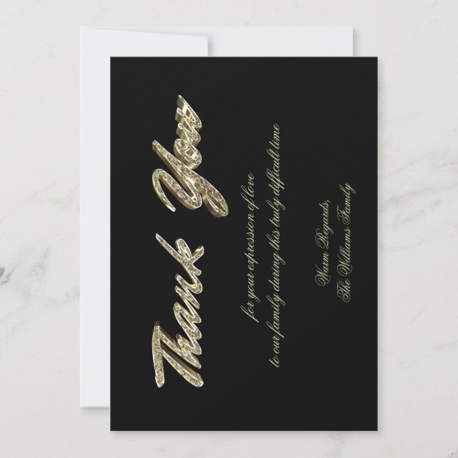 Funeral Thank You Elegant Black and Gold (Front)