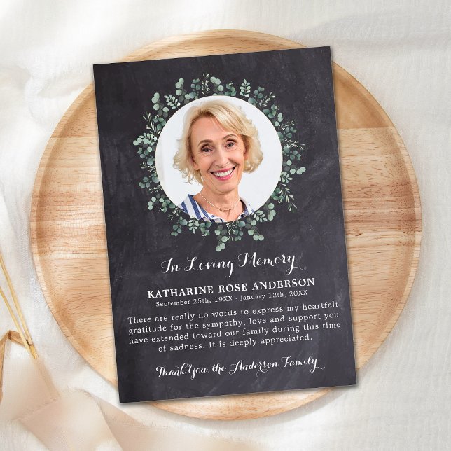 Funeral THANK YOU Eucalyptus Sympathy Slate Photo (Creator Uploaded)