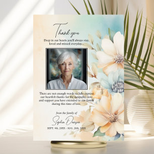 Funeral Thank you Flowers Green Beige   PHOTO Card