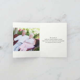 Funeral, Thank you from Family Card